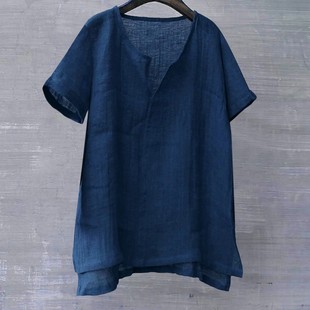 衬衫 夏季 短袖 棉麻单色色简约男士 青年中国风恤男潮衬衣禅意 新款