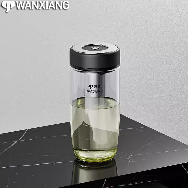 万象单层玻璃杯子男加厚泡茶杯家用商务办公时尚曲线大肚水杯车载