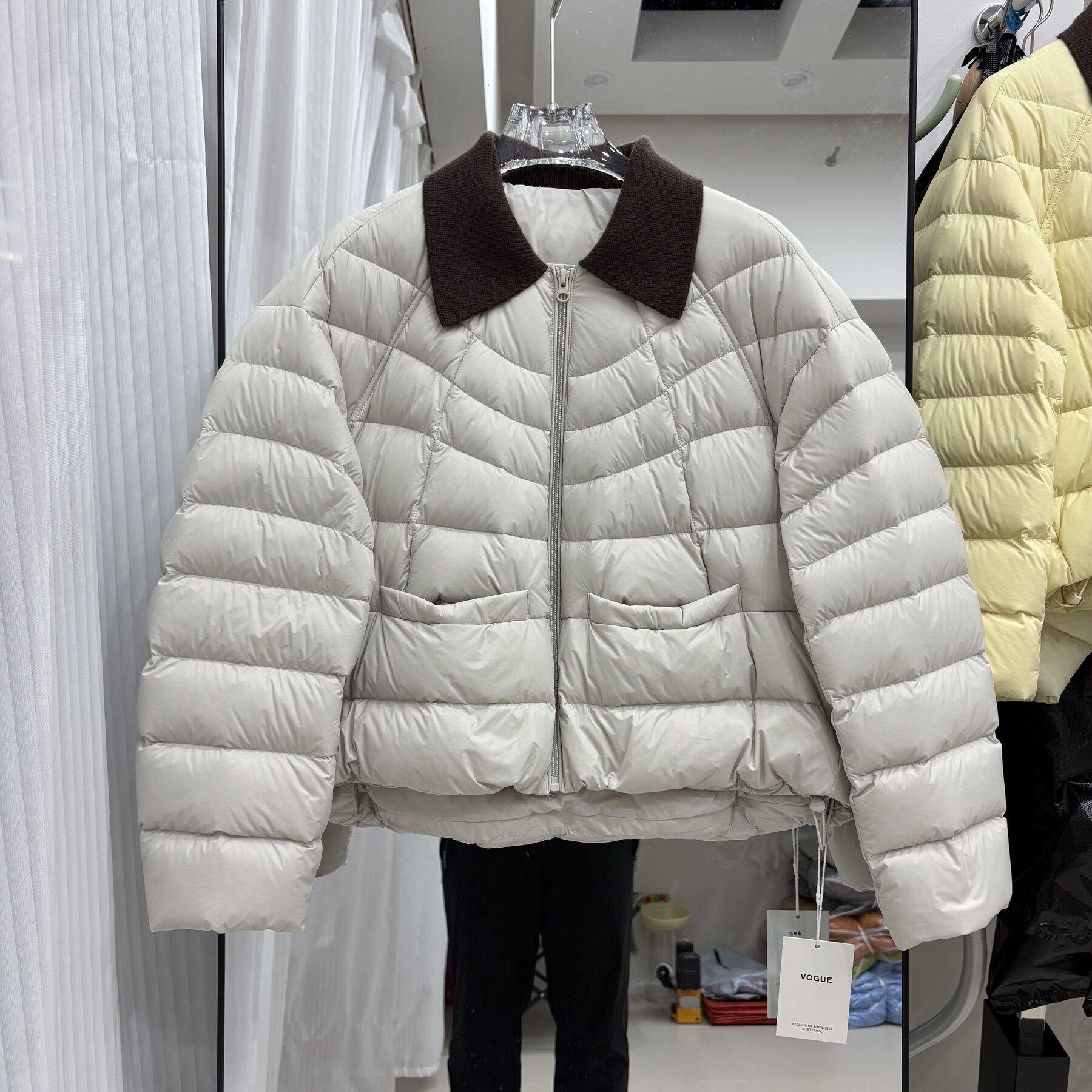 秋冬韩版针织拼接西装领洋气羽绒服女短款时尚休闲百搭保暖外套