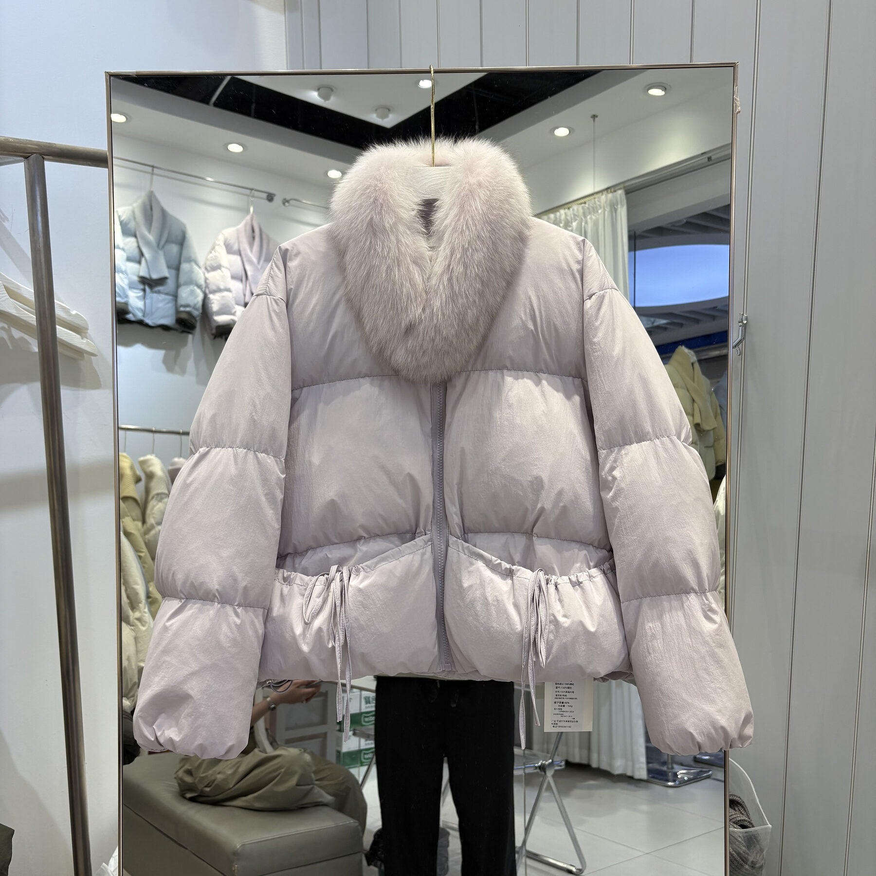 秋冬时尚可脱卸狐狸毛领围脖羽绒服女短款无领小个子加厚保暖外套