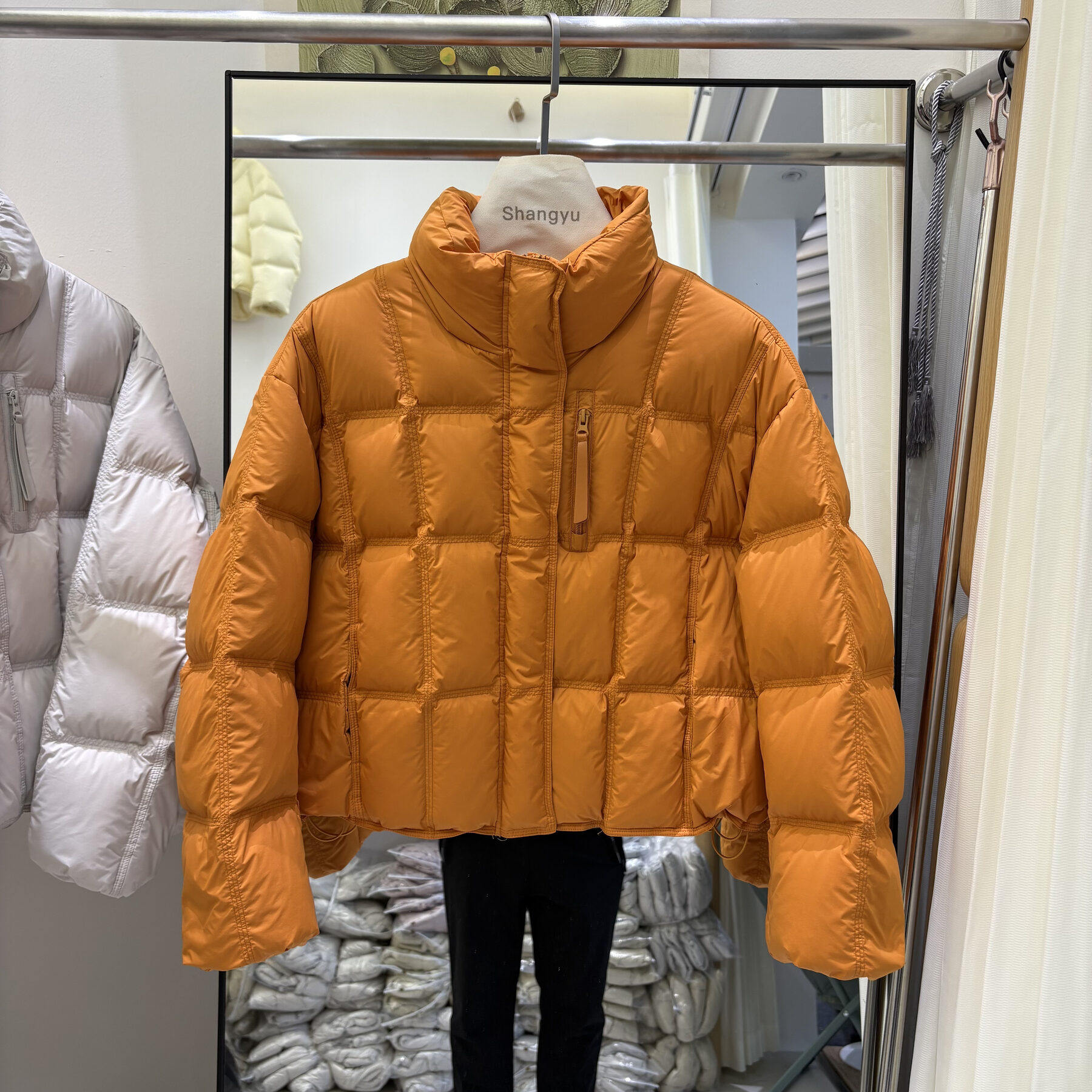 秋冬韩版宽松大码方格拉链立领羽绒服女短款时尚休闲百搭保暖外套