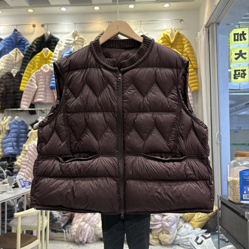 90绒新款无领宽松大码羽绒服女加厚保暖马甲短款面包服外套背心
