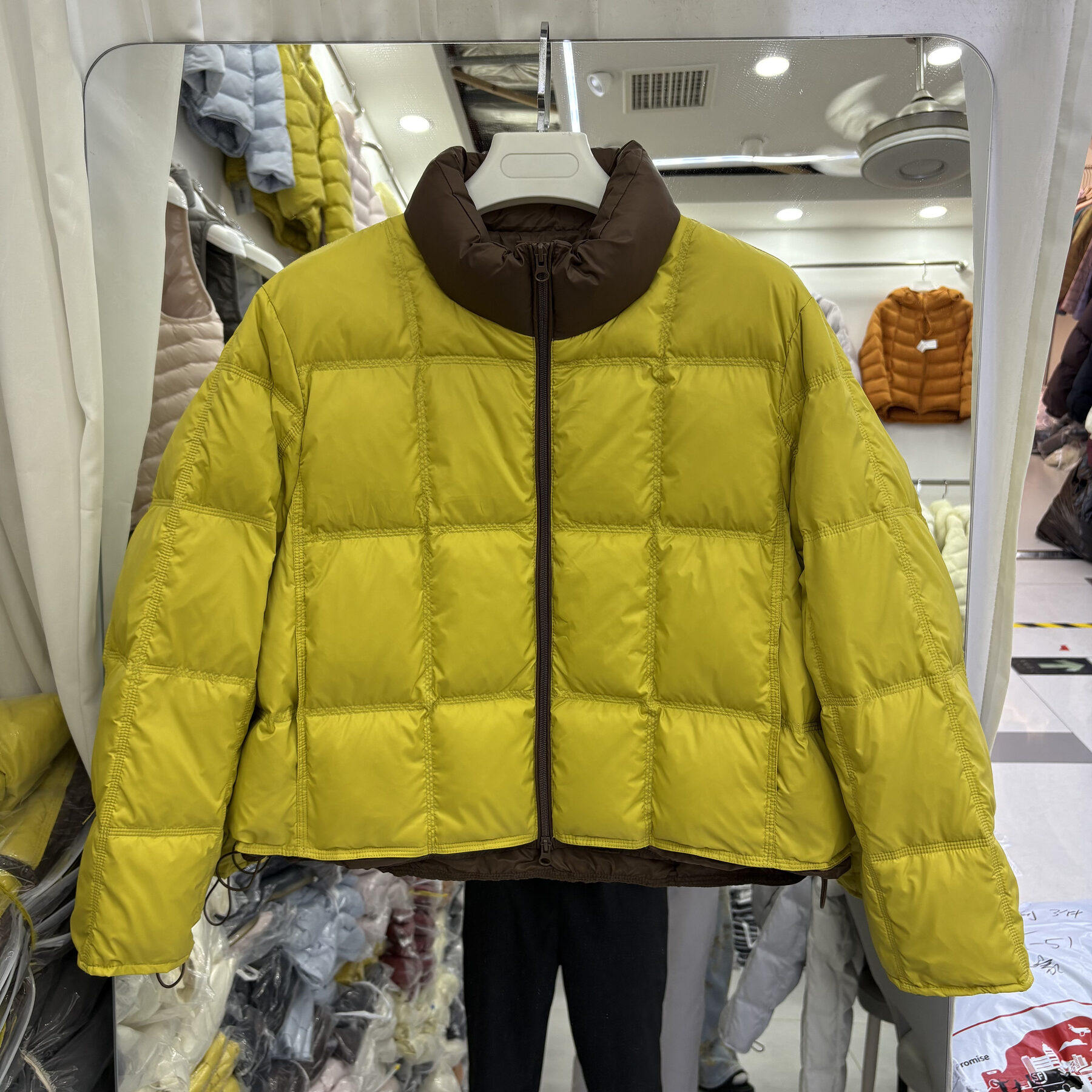 秋冬韩版宽松立领羽绒服女短款加厚保暖小个子撞色方格面包服外套
