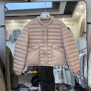 精品90绒MK棒球领短款轻薄羽绒服女秋冬新款小个子大口袋洋气排骨