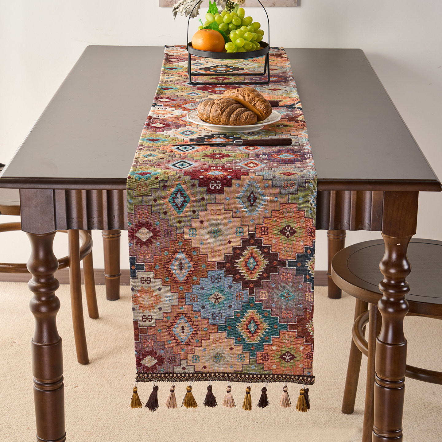 几何外贸kilim风桌旗布菱形