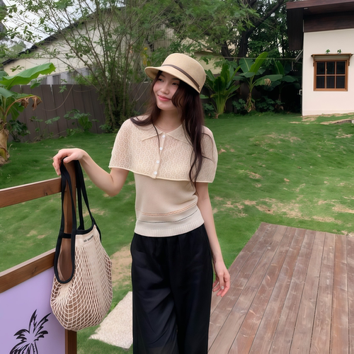 针织马甲+时尚披风千金感套装女