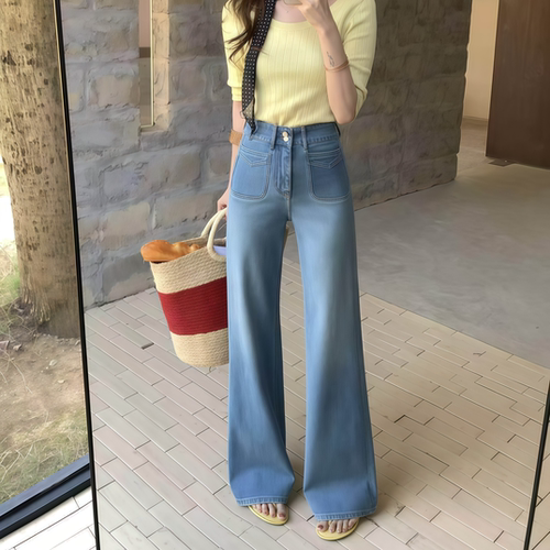 夏季薄款水洗修身微喇牛仔裤女
