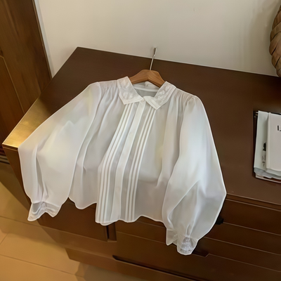 泡泡袖衬衫早秋简约白色衬衫上衣