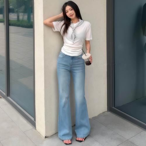 弹力修身微喇牛仔裤女喇叭裤