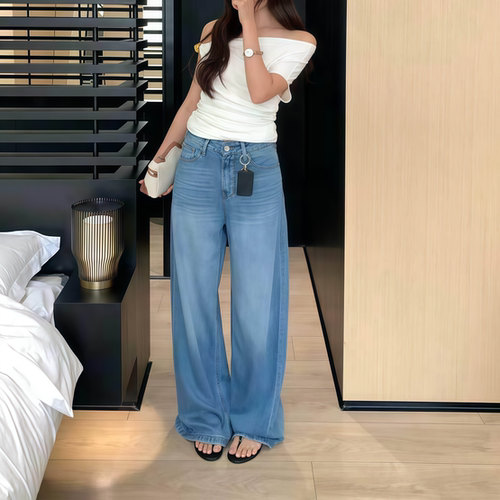 天丝莱赛尔阔腿牛仔裤女拖地裤