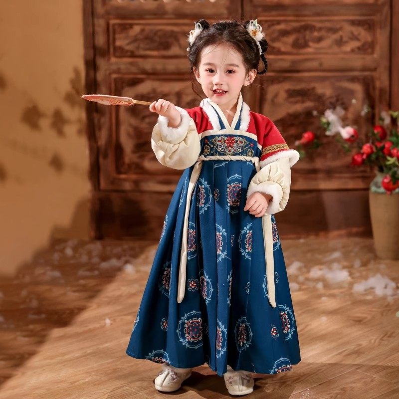新款小女孩古风女童汉服冬装加绒国风襦裙加绒加厚套装儿童拜年服,童装/婴儿装/亲子装,汉服,淘宝优惠券,粉丝福利购,淘宝优惠卷