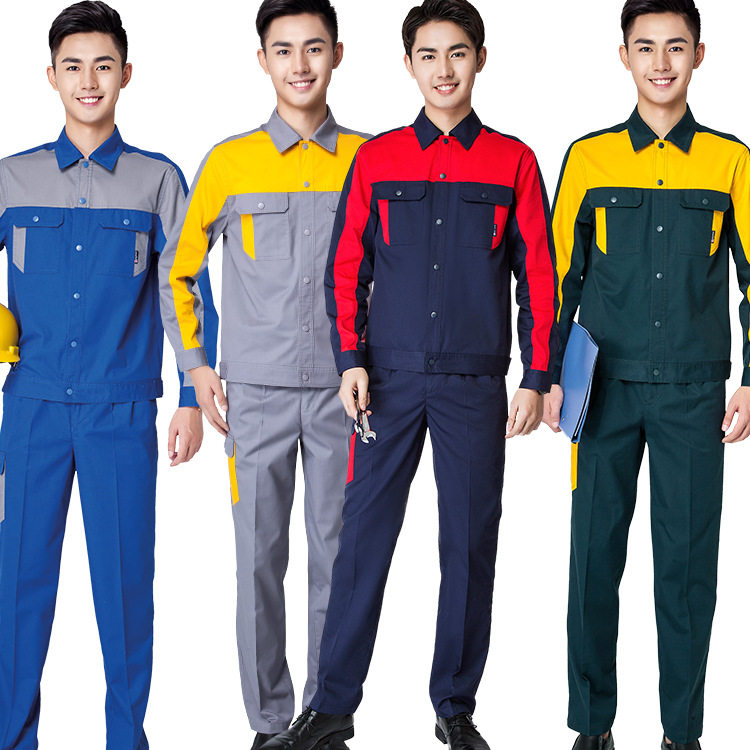 黑马俊7304夏季长袖工作服套装男女劳保服工装车间厂服绣字LOGO