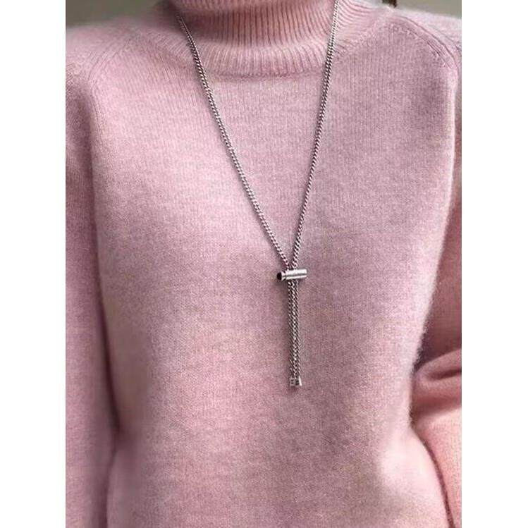 山羊绒衫粉色高领堆堆领山毛衣女2025秋冬款羊毛衫加厚内搭打底衫,女装/女士精品,羊绒衫,淘宝优惠券,粉丝福利购,淘宝优惠卷