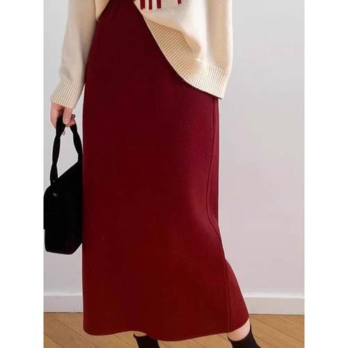 时尚山羊绒针织半身裙女2025秋冬季温柔气质百搭显瘦a字中长裙子