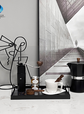 轻奢北欧样板间厨房咖啡主题摆件