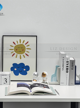 样板间软装趣味ins卡通趣味书挡