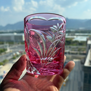 美乐豪日式复古水晶玻璃威士忌杯江户切子酒杯送礼高级感手工雕刻