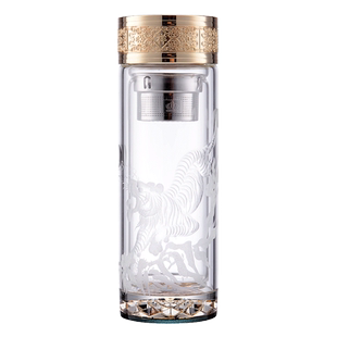 玻璃杯男士泡茶杯子双层水杯防烫耐温定制创意刻字生日送礼物