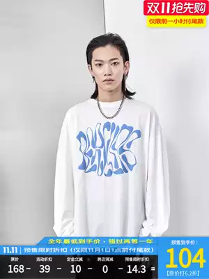 PCLP(PERCLIPS) foam print long sleeve T-shirt National Tide brand round neck men and women hip hop loose base shirt