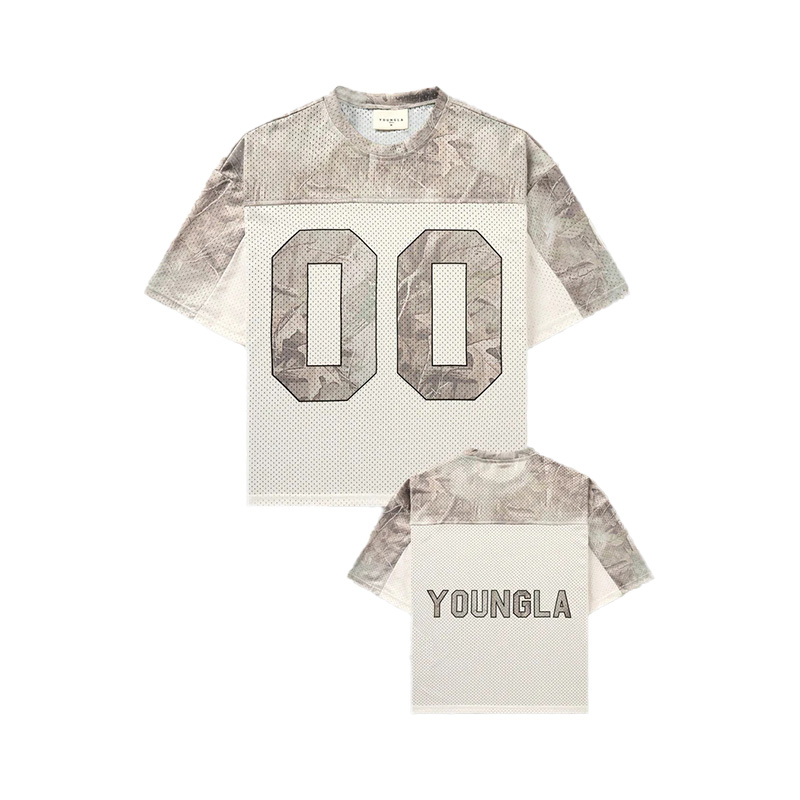 thumbnail for European and American Style Youngla Short-Sleeved Men&#039s Retro V Neck Loose Large Size Mesh Short Quick-Drying Fitness Training T-Shirt