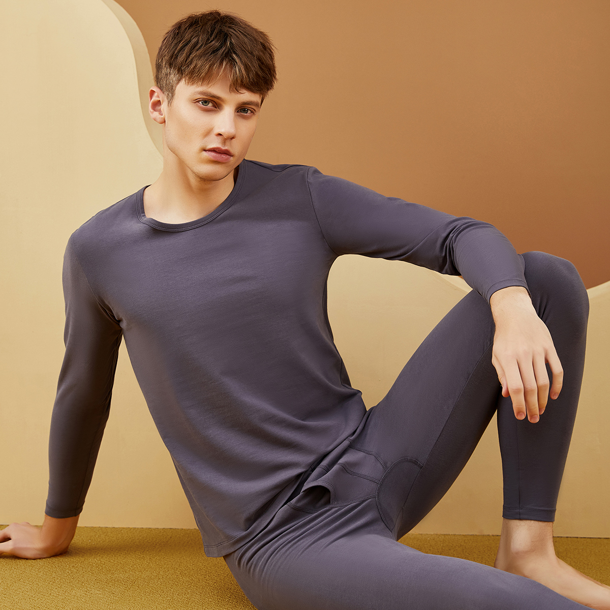 顶瓜瓜男薄纯棉薄保暖内衣套装