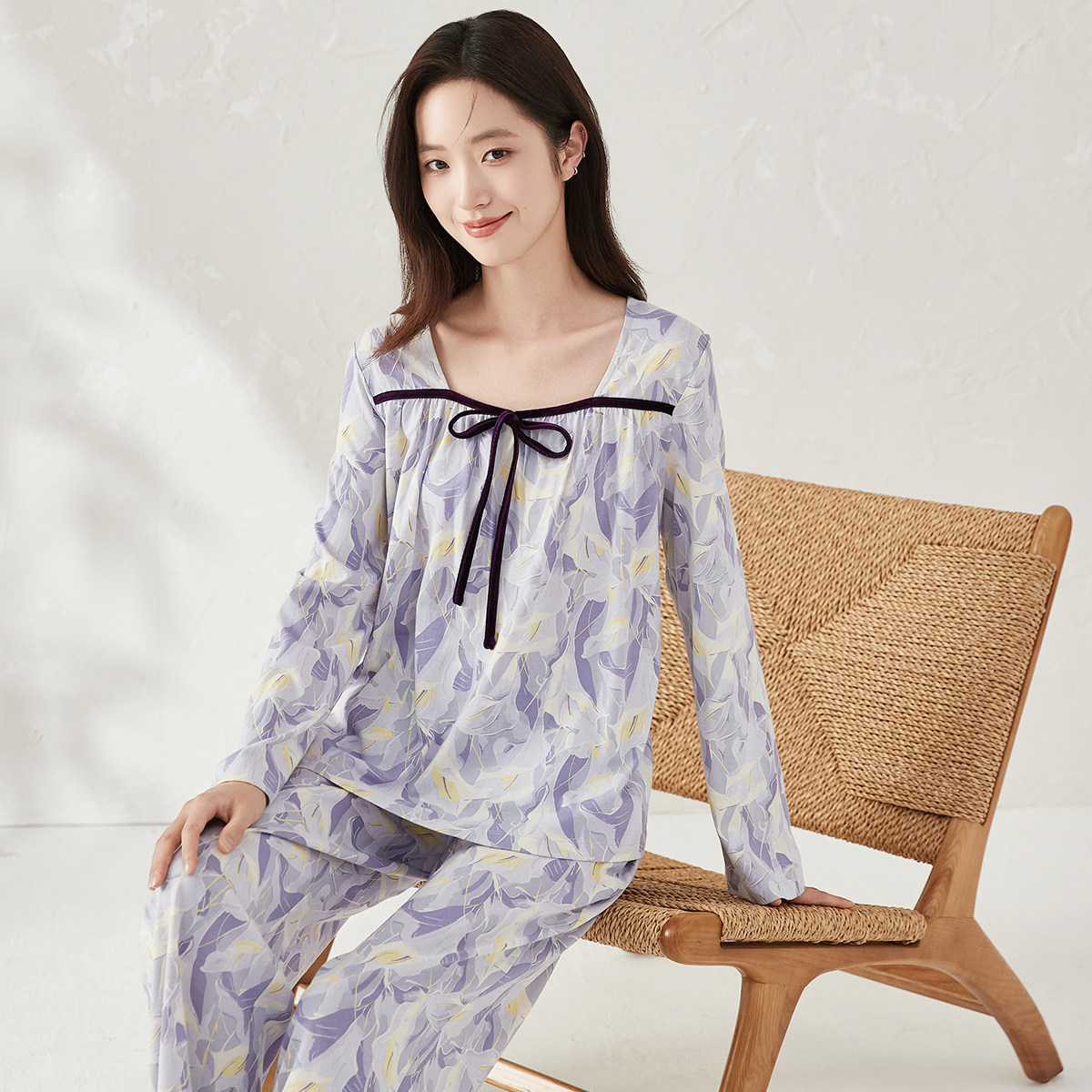 顶瓜瓜睡衣女款2025新款春秋纯棉长袖家居服薄款高级感女士套装