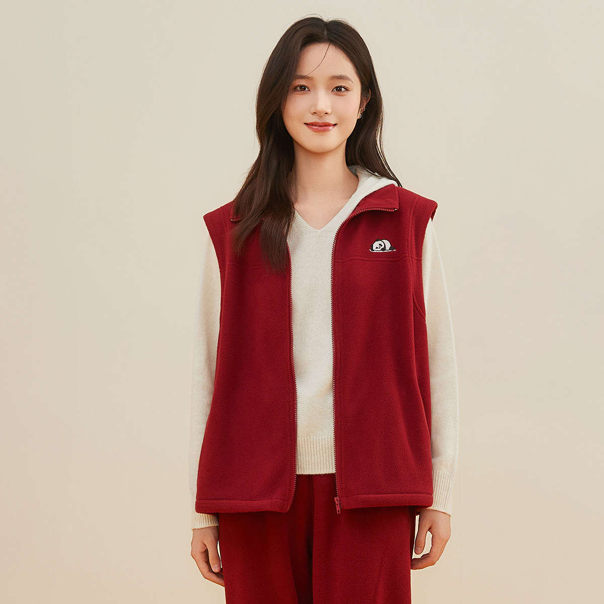 顶瓜瓜摇粒绒保暖马甲秋冬外穿女