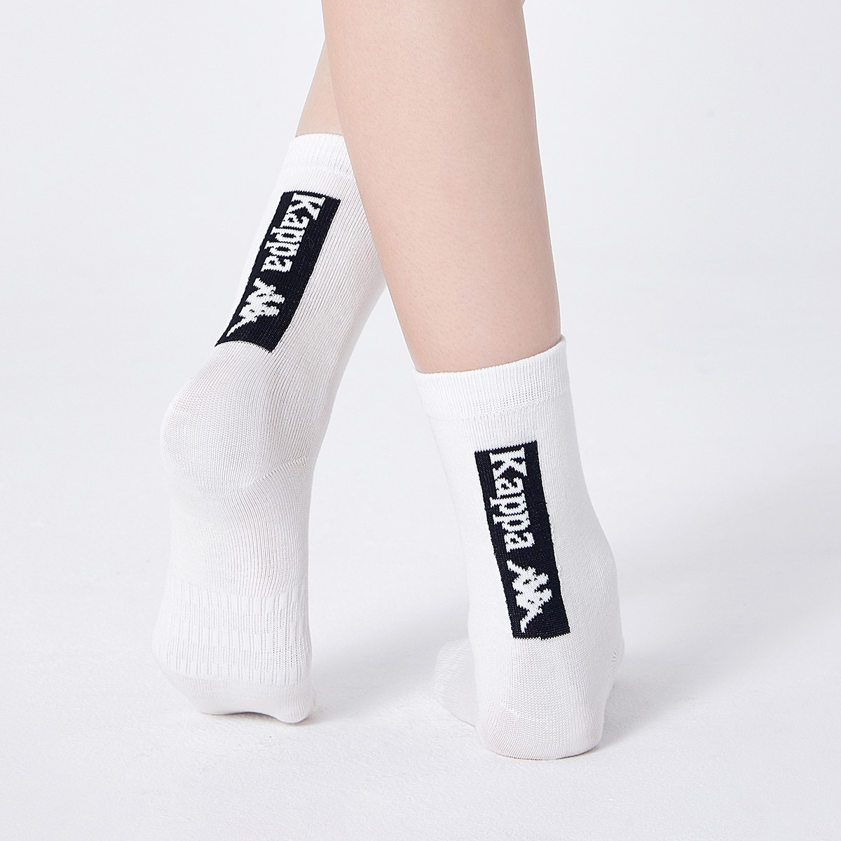 25冬季新品Kappa/卡帕棉质中筒袜女士方格休闲袜搭配