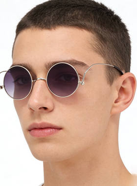 圆形复古纸片墨镜60年代嬉皮士眼镜项链耳环套装角色扮演太阳镜轻