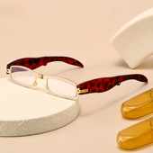 新热挂钩挂脖防蓝光折叠老花镜时尚 PC硬盒三色男女便携放大阅读镜