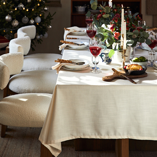 偏爱集素色棉麻混纺质感圣诞节桌布美式自然过年田园风大尺寸餐巾