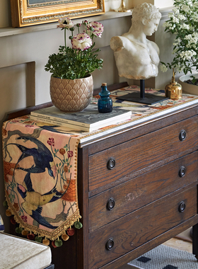 偏爱集复古高级感美式法式英伦欧式流苏餐桌玄关电视柜新中式桌旗