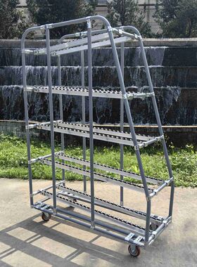 灰色精益管流利条滑轮条先进先出货架带脚轮静音铝合金滑轮架子