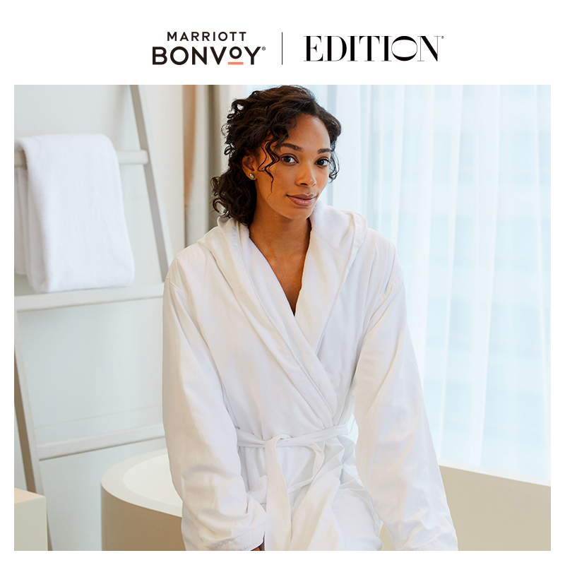 艾迪逊酒店连帽浴袍纯白柔软浴衣