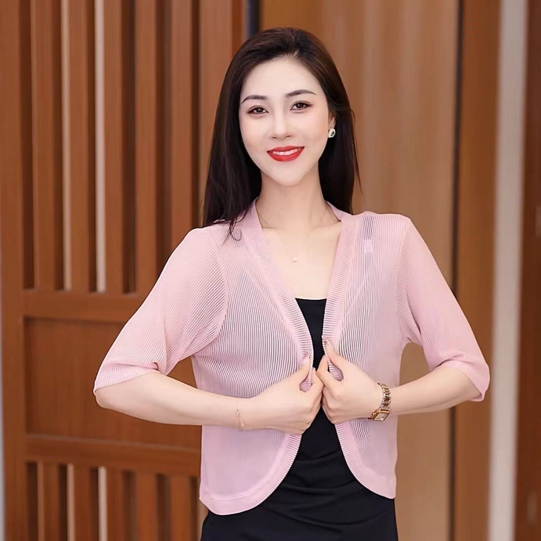 夏季新款防晒短款开衫外套女薄款防晒披肩