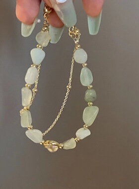 「青绿薄荷」新中式温柔复古高级感显白绿色天然石可调节手链女