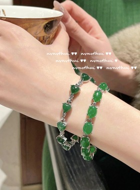 哥伦比亚祖母绿 圆珠项链 vintage 鸢尾粉紫玉髓手链