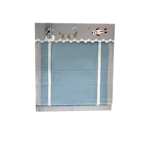 2024新款儿童房卧室罗马帘全遮光窗帘拉卷式定制升降提拉帘宇航员