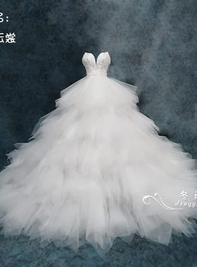冬雨DIY手工四分3分纸样教程BJD娃衣人台布艺婚纱材料包-云裳