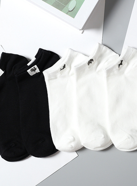 白色男士短袜子夏季薄款黑色船袜吸汗低腰纯棉潮低帮浅口短腰透气