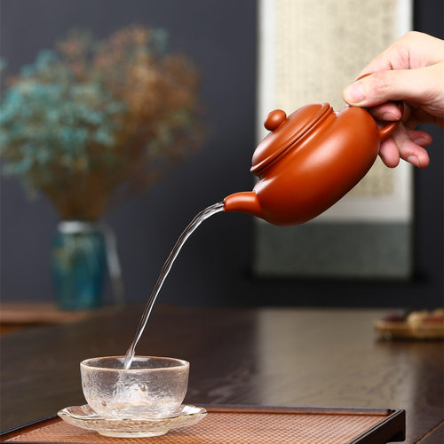 高端宜兴紫砂壶红泥茶具功夫茶壶把玩养壶红泥砂茶具杯子套组单壶