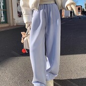 温暖松弛感松紧腰宽松卫裤 遛弯卫裤 高品高弹世博绒