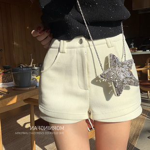 高腰显瘦 百搭条绒休闲短裤 「冬季 标配」叠穿感假两件腰带半身裙