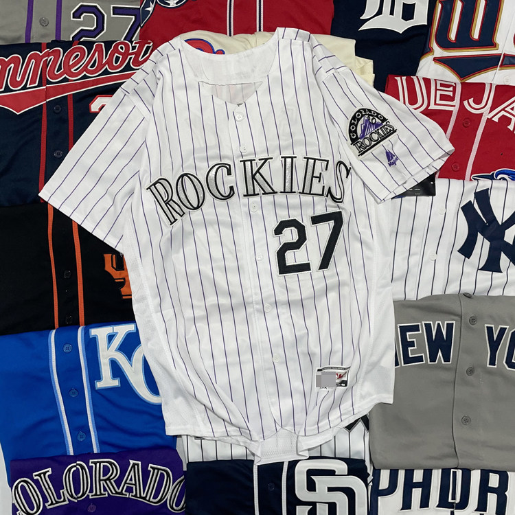 미국 로키스 야구 셔츠 남성용 플러스 사이즈 야구 카디건 반팔 힙합 스트리트 댄스 탑 트렌디