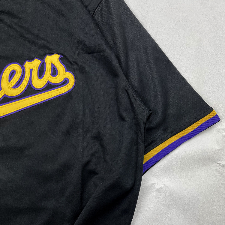 유럽과 미국의 대형 버전 특대 복고풍 다저스 야구 유니폼 반팔 풀오버 힙합 힙합 티셔츠 중간 길이 유행