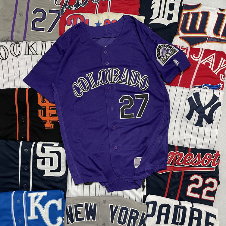 미국 로키스 야구 셔츠 남성용 플러스 사이즈 야구 카디건 반팔 힙합 스트리트 댄스 탑 트렌디