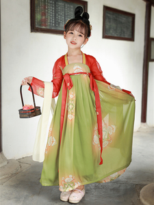 唐装女童汉服唐宫夜宴表演服女孩仙气古装学生中国风演出服四季款