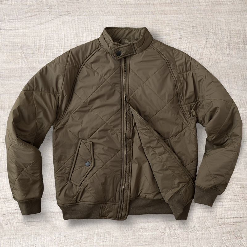 美式复古菱形绗缝工装棉衣男冬季短款飞行服夹克立领棉服夹棉外套