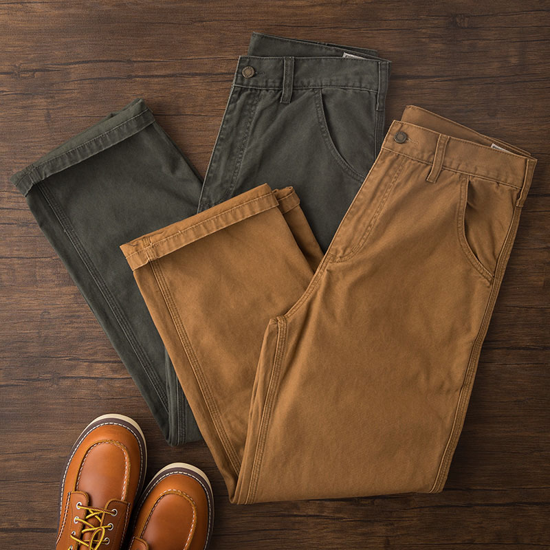 阿美咔叽户外复古美式纯棉帆布长裤卡其色裤子工装裤男直筒休闲裤