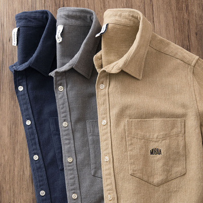 加厚款纯色美式工装衬衫